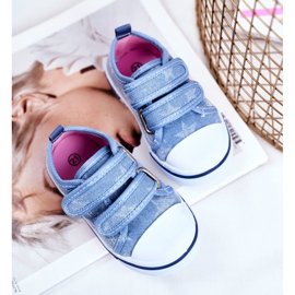 PL1 Zapatilla Infantil Azul Junalo Velcro rosado 3