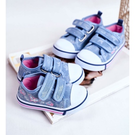 PL1 Zapatilla Infantil Azul Junalo Velcro rosado 4