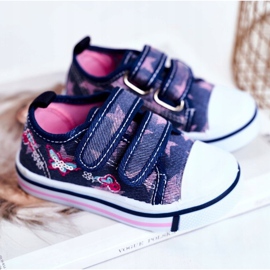 Le Scarpe Deportivas Infantiles Velcro Junalo Azul Marino rosado 1