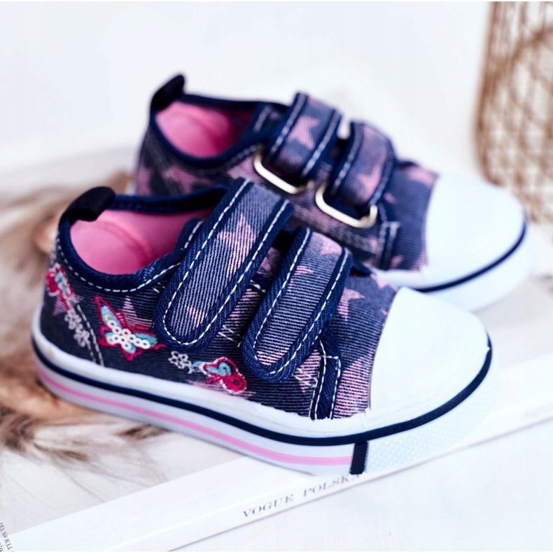 Le Scarpe Deportivas Infantiles Velcro Junalo Azul Marino rosa 1