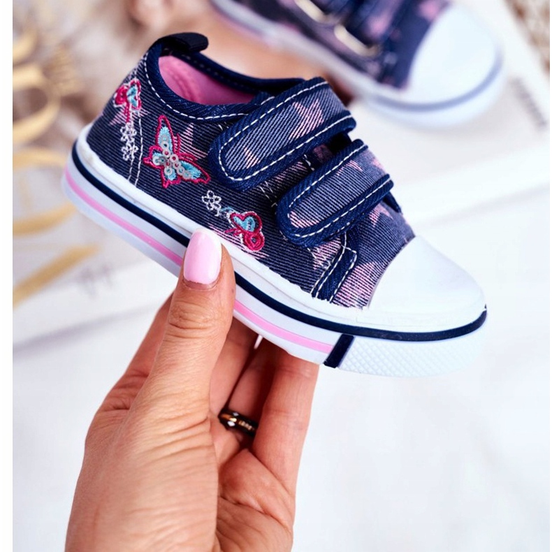 Le Scarpe Deportivas Infantiles Velcro Junalo Azul Marino rosa 2