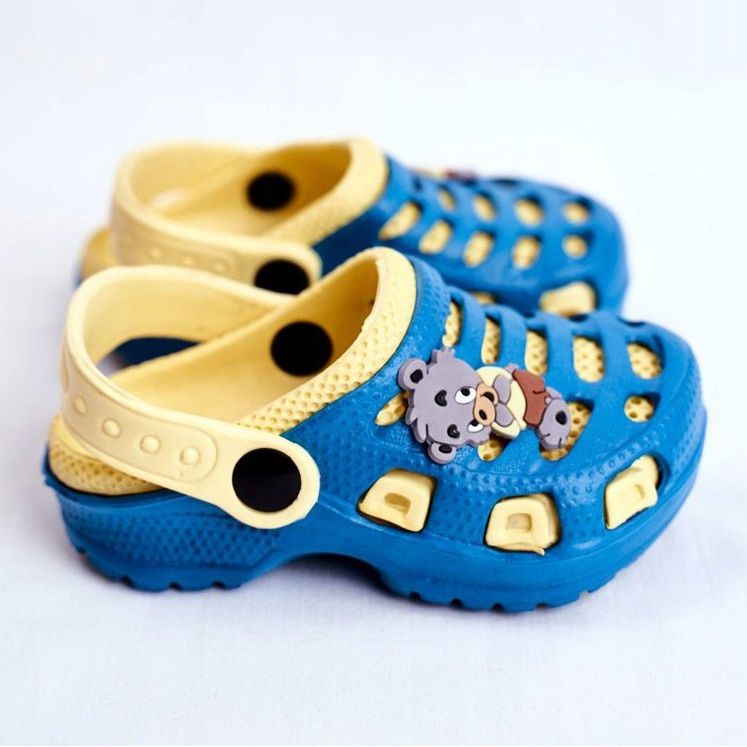 Giolan Zapatillas de espuma para niños Kroks Small Koala azul amarillo 2