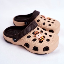 Giolan Pantuflas vaqueras marrones de espuma Crocs marrones para niños marrón 1