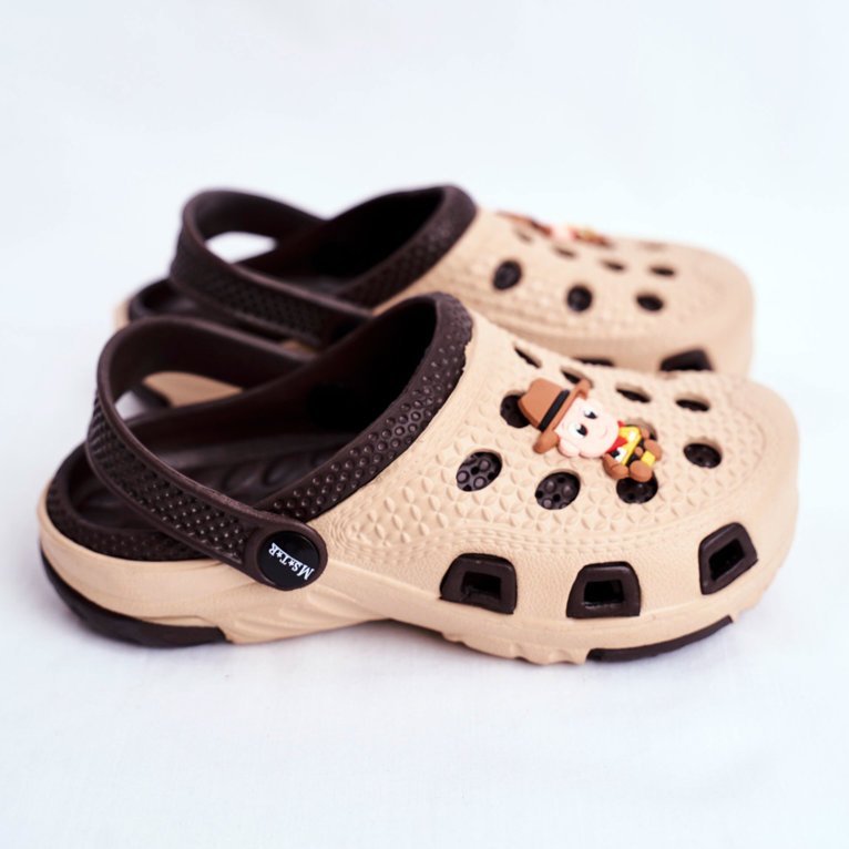 Giolan Pantuflas vaqueras marrones de espuma Crocs marrones para niños marrón 2