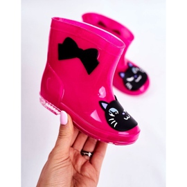 Botas de agua de goma para niños Pink Cat negro rosado 4