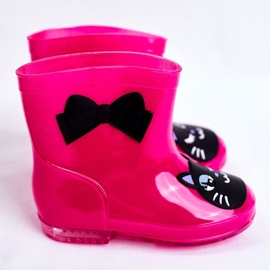 Botas de agua de goma para niños Pink Cat negro rosado 3