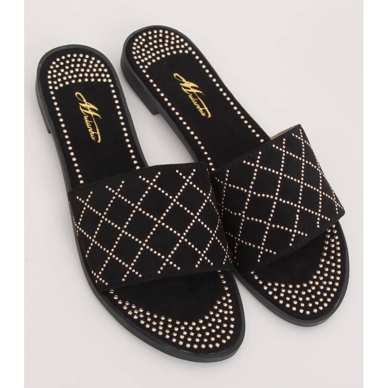 Pantuflas negras de mujer negras Q-85 Black negro 1 Pantuflas negras de mujer negras Q-85 Black negro 1