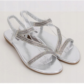 Sandalias asimétricas plateadas KM-33 Silver gris 1