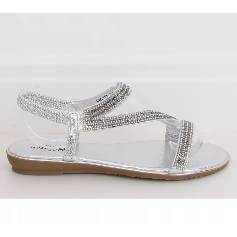 Sandalias asimétricas plateadas KM-33 Silver gris 2