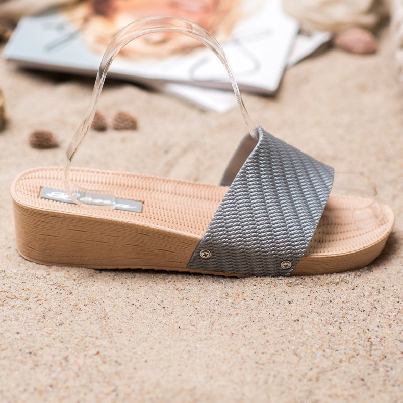 Bona Zapatillas de cuña con estilo gris 2