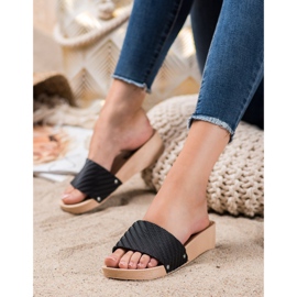 Bona Zapatillas de cuña con estilo negro 4
