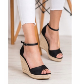SHELOVET Alpargatas negras en la cuña negro 5