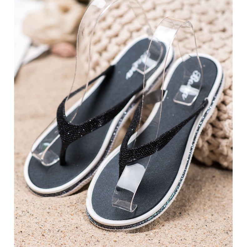 Bona Chanclas con purpurina negro 2