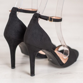 SHELOVET Tacones de gamuza clásicos negro 3