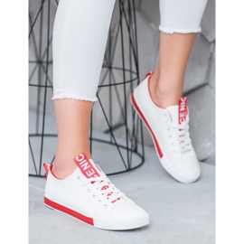 SHELOVET Deportivas Con Cuero Ecológico Agradable blanco rojo 4