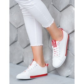 SHELOVET Deportivas Con Cuero Ecológico Agradable blanco rojo 1
