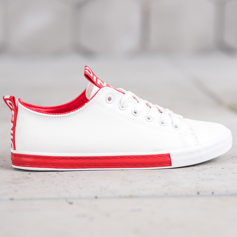 SHELOVET Deportivas Con Cuero Ecológico Agradable blanco rojo 2