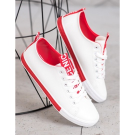 SHELOVET Deportivas Con Cuero Ecológico Agradable blanco rojo 3