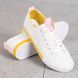 SHELOVET Deportivas Con Cuero Ecológico Agradable blanco amarillo 2