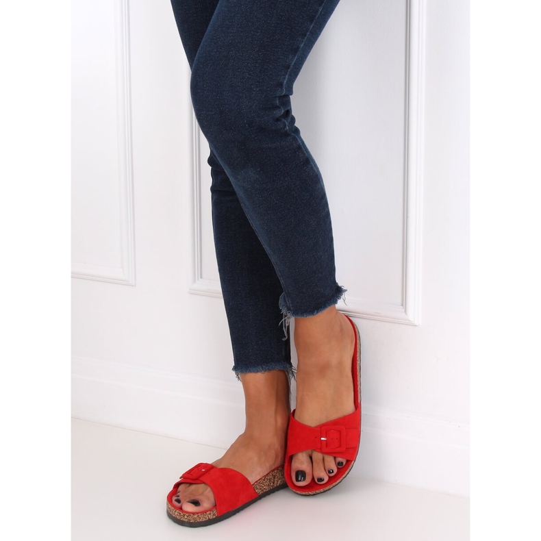 Red G-5026 Pantuflas con suela de corcho rojo 1