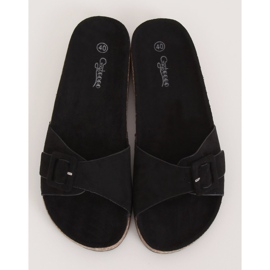 Negro G-5026 Pantuflas con suela de corcho negro 4