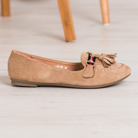 SHELOVET Mocasines beige con flecos 1