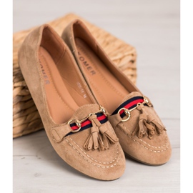 SHELOVET Mocasines beige con flecos 2