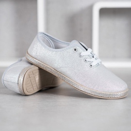 SHELOVET Zapatillas plateadas con purpurina gris 4