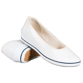 Comer Bailarina blanca en cuña blanco gris 4