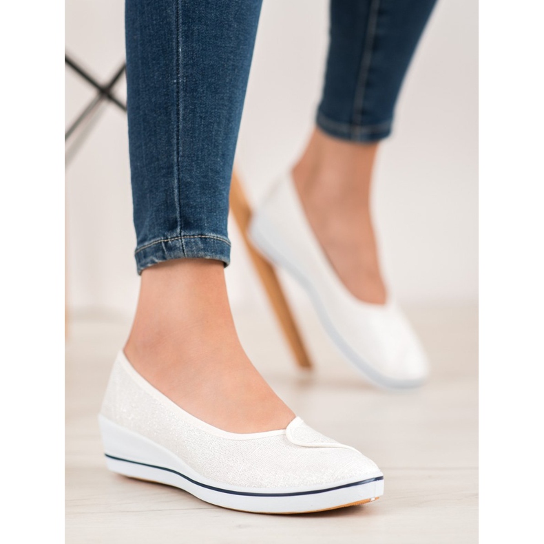 Comer Bailarinas con purpurina blanco 1