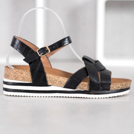 Comer Sandalias negras con cuero ecológico negro 3