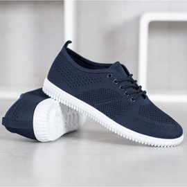 SHELOVET Deportivas caladas atadas azul 2