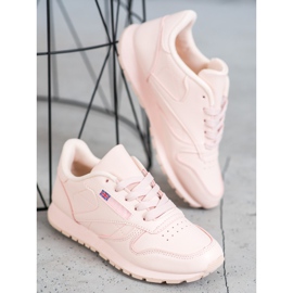 SHELOVET Zapatos atados en cuero ecológico rosado 3