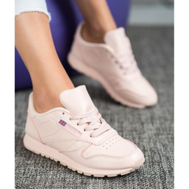 SHELOVET Zapatos atados en cuero ecológico rosado 1