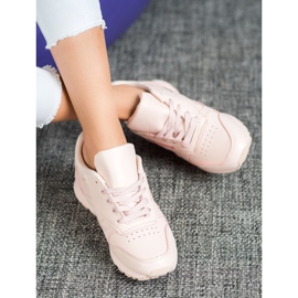 SHELOVET Zapatos atados en cuero ecológico rosado 4