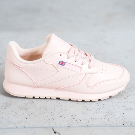 SHELOVET Zapatos atados en cuero ecológico rosado 2