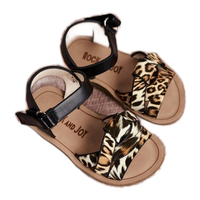 FRROCK Sandalias Infantiles Con Velcro Panterka Mimi marrón negro naranja 3