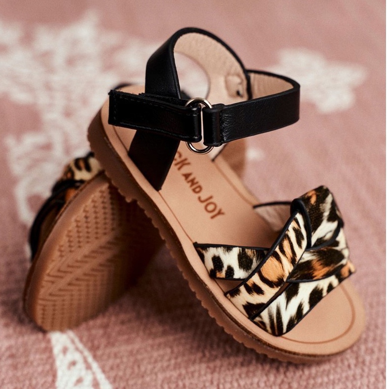 FRROCK Sandalias Infantiles Con Velcro Panterka Mimi marrón negro naranja 4