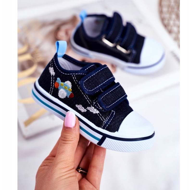 PL1 Zapatilla infantil azul marino con velcro Nimalo 1