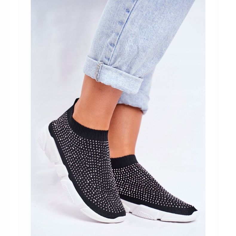 PS1 Zapatos Deportivos Sin Cordones Para Mujer Negros con Zirconia Milodin 1 PS1 Zapatos Deportivos Sin Cordones Para Mujer Negros con Zirconia Milodin 1