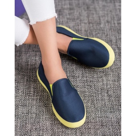 Bona Slipons con suela de neón azul marino 1