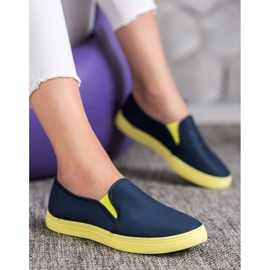 Bona Slipons con suela de neón azul marino 5