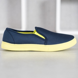 Bona Slipons con suela de neón azul marino 2