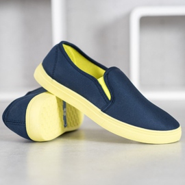 Bona Slipons con suela de neón azul marino 3