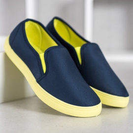 Bona Slipons con suela de neón azul marino 4