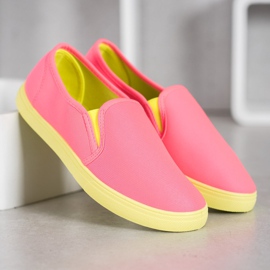 Bona Slipons con suela de neón rosado 2