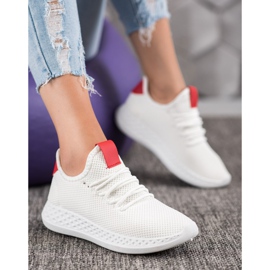 SHELOVET Zapatos cómodos calados blanco rojo 5