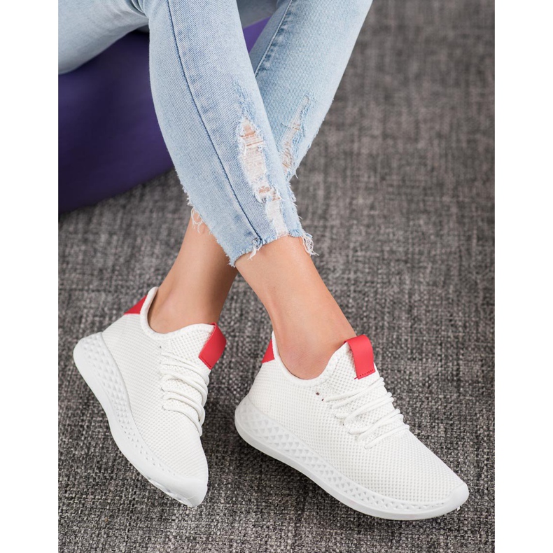 SHELOVET Zapatos cómodos calados blanco rojo 1 SHELOVET Zapatos cómodos calados blanco rojo 1
