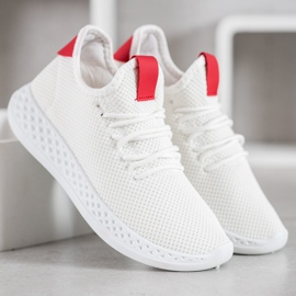 SHELOVET Zapatos cómodos calados blanco rojo 2 SHELOVET Zapatos cómodos calados blanco rojo 2