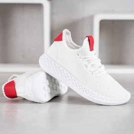 SHELOVET Zapatos cómodos calados blanco rojo 3